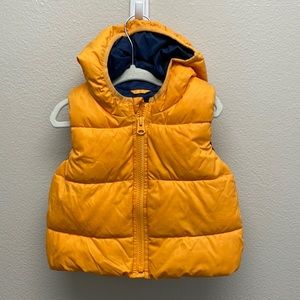 Baby Gap Hooded Puffer Vest | Yellow | 12-18 months
